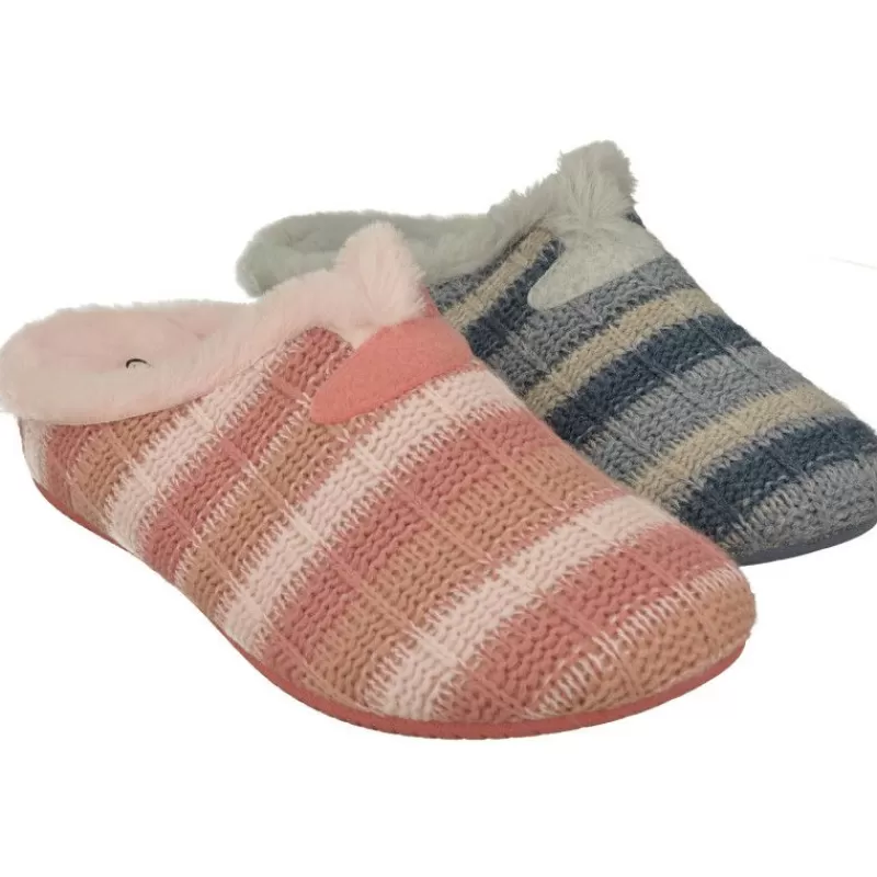 Garzon Chinelas-Zapatilla Chinela De En Pano Estampado Rayas, Con Piso De Cuna De Caucho Y Planta Interior De Gel Muy Confortable.