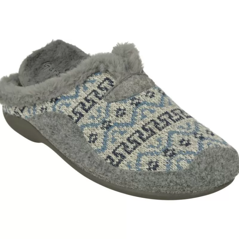 Garzon Chinelas-Zapatilla Chinela De En Pano Nordico Estampado, Planta Anatomica Extraible Y Piso De Caucho Gris