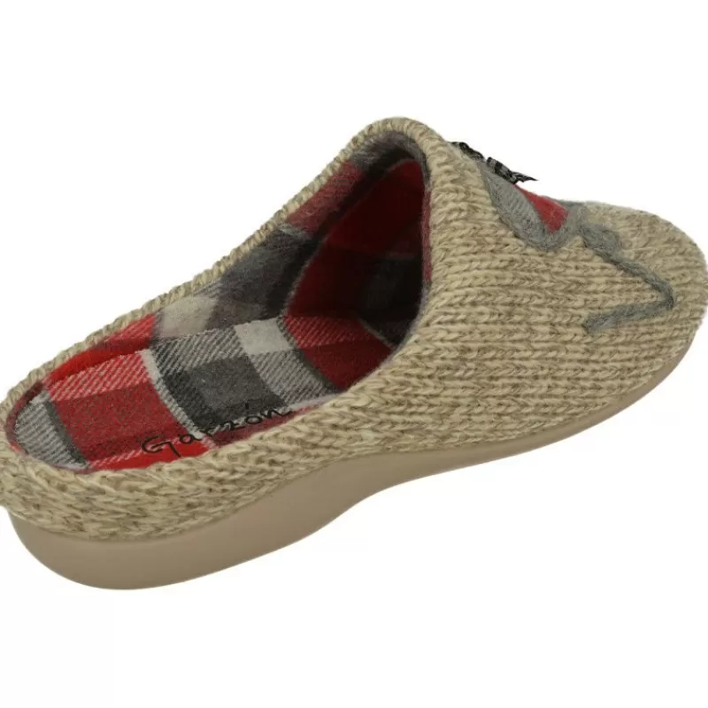 Garzon Chinelas-Zapatilla Chinela De En Pano Punto Con Corazon Estampado Y Planta De Descanso Extraible Y Piso De Caucho
