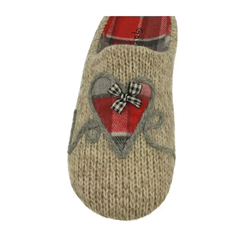 Garzon Chinelas-Zapatilla Chinela De En Pano Punto Con Corazon Estampado Y Planta De Descanso Extraible Y Piso De Caucho