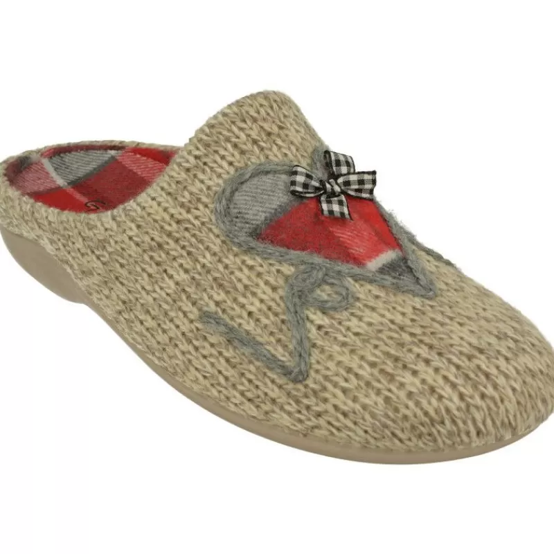 Garzon Chinelas-Zapatilla Chinela De En Pano Punto Con Corazon Estampado Y Planta De Descanso Extraible Y Piso De Caucho