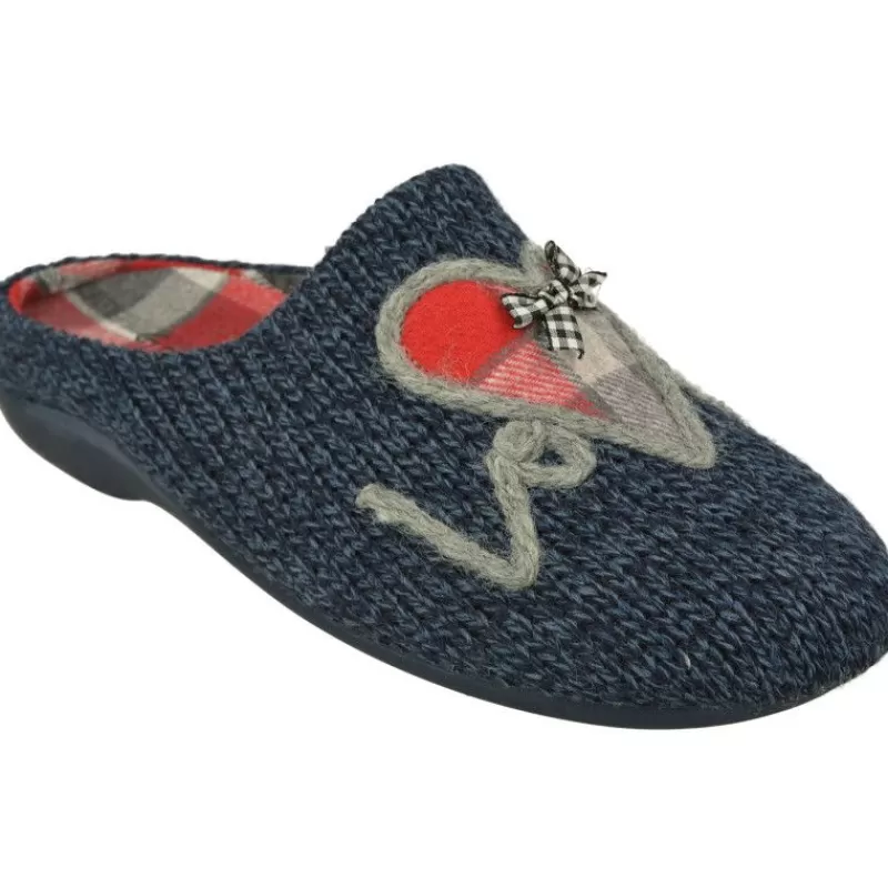 Garzon Chinelas-Zapatilla Chinela De En Pano Punto Con Corazon Estampado Y Planta De Descanso Extraible Y Piso De Caucho