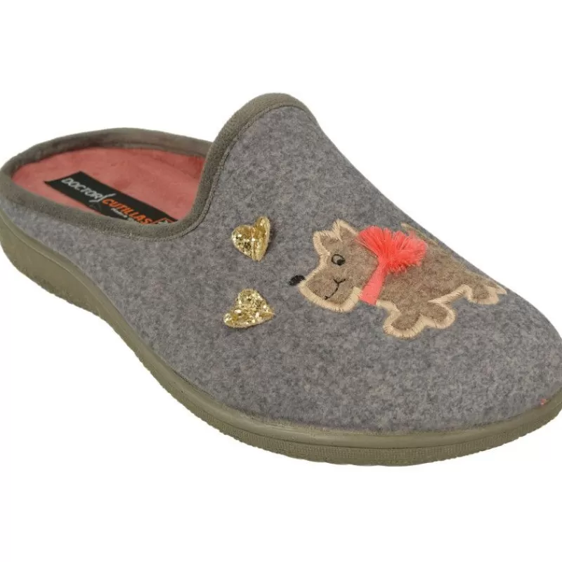 Doctor Cutillas Chinelas-Zapatilla Chinela Del Con Pano Liso Estampado Perrito, Planta Anatomica De Descanso Extraible Y Piso De Caucho