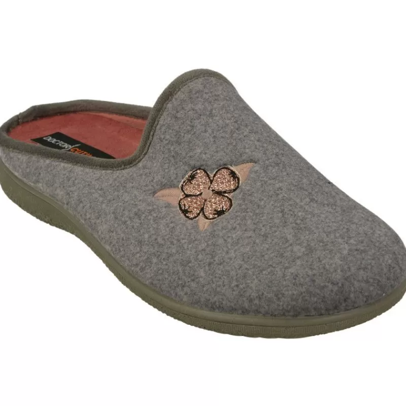 Doctor Cutillas Chinelas-Zapatilla Chinela Del En Pano Liso Con Bordado, Planta Anatomica De Descanso Extraible Y Piso De Caucho