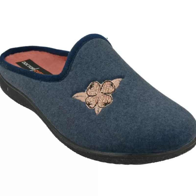 Doctor Cutillas Chinelas-Zapatilla Chinela Del En Pano Liso Con Bordado, Planta Anatomica De Descanso Extraible Y Piso De Caucho