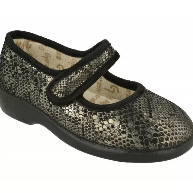 Garzon Zapatillas De Lona-Zapatilla Pulsera De En Pano Estamapado Metal Con Planta De Descanso Y Forro Antialergico Con Piso De Caucho Negro