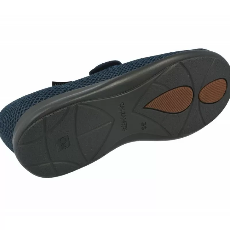 Calzamedi Zapatillas De Lona-Zapatilla Velcro De En Tejido Elastico Con Piso De Caucho Y Horma De Ancho 15 , Pies Sensibles Y Diabéticos