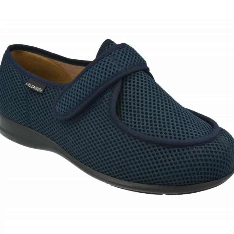 Calzamedi Zapatillas De Lona-Zapatilla Velcro De En Tejido Elastico Con Piso De Caucho Y Horma De Ancho 15 , Pies Sensibles Y Diabéticos