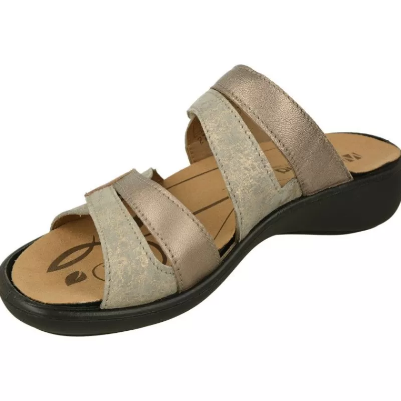WESTLAND BY JOSEF SEIBEL antes ROMIKA Sandalias-Zueco De Wesland Con Doble Tira Ajustable De Velcro Piso De Caucho Yplanta Extraible En Piel Combinada