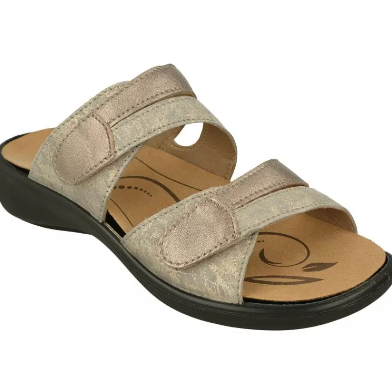 WESTLAND BY JOSEF SEIBEL antes ROMIKA Sandalias-Zueco De Wesland Con Doble Tira Ajustable De Velcro Piso De Caucho Yplanta Extraible En Piel Combinada