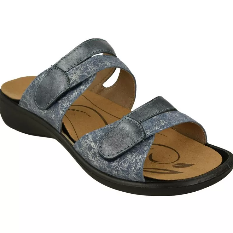 WESTLAND BY JOSEF SEIBEL antes ROMIKA Sandalias-Zueco De Wesland Con Doble Tira Ajustable De Velcro Piso De Caucho Yplanta Extraible En Piel Combinada