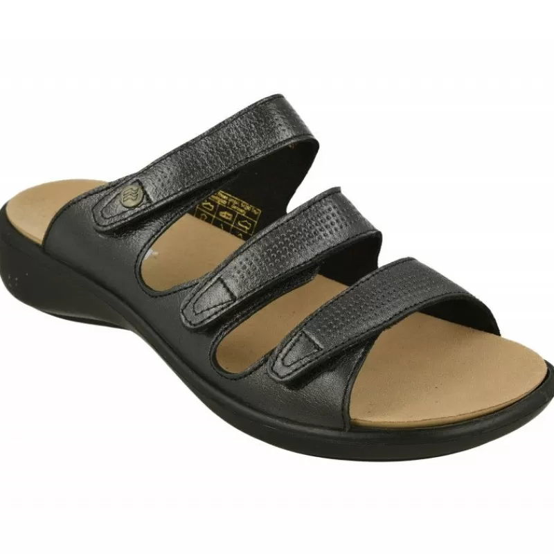 WESTLAND BY JOSEF SEIBEL antes ROMIKA Sandalias-Zueco De Westland Antes Romika Con Triple Tira De Velcro Ajustable En Piel Grabada, Planta Extraible Y Piso Poliuretano.